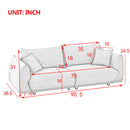 90.5" Modern Couch for Living Room Sofa, Solid Wood Frame and Stable Metal Legs, 2 Pillows, Sofa Furniture for Apartment