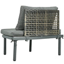 6 Piece Patio Set, Half Moon Outdoor Sectional Sofa With 2 High Low Coffee Tables, 4 Pillows & Cushions by HouseOfZazla