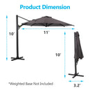 Round Cantilever Patio Umbrella With 360 Rotation & Infinite Tilt Adjustment