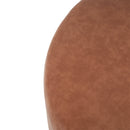 Upholstered Round Ottoman,PU Leather, Cognac Brown