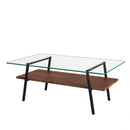 Rectangle Coffee Table, Tempered Glass Tabletop With Metal Legs, Modern Table For Living Room by HouseOfZazla