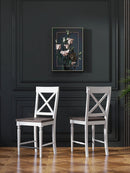 24" Tall Bar Stools (Set of 2) - Brown / White by Unique Piece Furniture