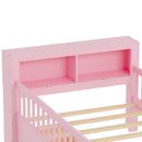 Bed With Headboard Storage Rack, 2 Under Bed Drawers, 3 Side Guardrails For Safety by HouseOfZazla