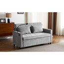 56.9' Loveseat Sofa Pull-out Sofa Bed Sleeper Sofa with a Reversible Backrest Cushion, Side Pockets, Two USB Ports and a Phone Holder for Living Room, Grey