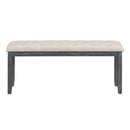 6-Piece Retro Rectangular Dining Table Set, Table with Unique Legs and 4 Upholstered Chairs & 1 Bench for Dining Room and Kitchen (Gray Wash)