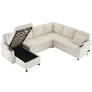 U-Shaped Sectional Sleeper Sofa With Ample Storage Space, 2 Cup Holders And Charging Ports For Living Room by HouseOfZazla