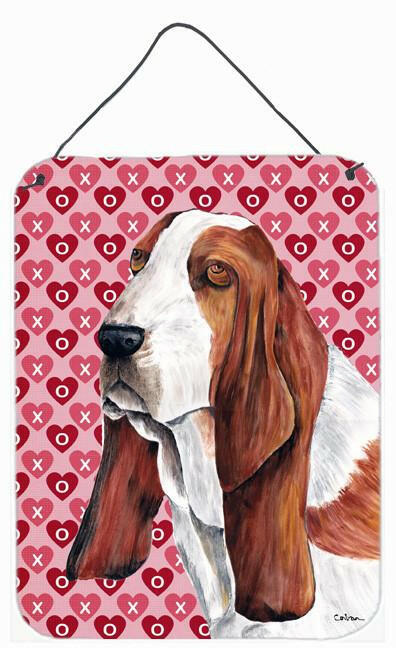 Basset Hound Hearts Love and Valentine's Day Wall or Door Hanging Prints