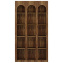 5 Tier Farmhouse Arched Bookcase For Living Room - Rustic Brown by HouseOfZazla