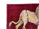 3 X 5 Handmade New Vintage Rug Quality Wool Lion Red Veggy Dyes Hand-Knotted