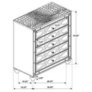 Arabesque - 5 Drawer Bedroom Chest - Silver