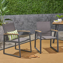 Aresha Metal Outdoor Dining Armchair (Set of 2) - Gray by HouseOfZazla