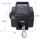 Reversible Electric Trailer Winch For Boats Up To 5000 Lbs With Galvanized Wire Rope And Casing - Black