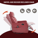 Red Faux Leather Heat Massage Manual Recliner Chair with Rocker and Swivel