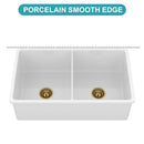 32" Undermount Double Bowl Kitchen Sink Rectangular Deep Dual Bas With Grids - White by HouseOfZazla