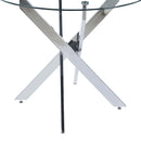 Dining Table With Cross Metal Leg And Tempered Glass, Modern Space Saving Kitchen Table For Living Room by HouseOfZazla
