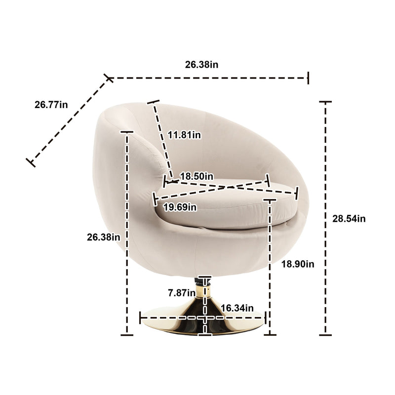 360 Degree Swivel Cuddle Barrel Accent Chairs, Round Armchairs with Wide Upholstered, Fluffy Fabric Chair for Living Room, Bedroom, Office, Waiting Rooms