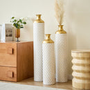 3-Piece Modern Metal Vase Set - White & Gold by HouseOfZazla
