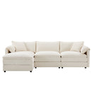 Modular Sectional With Deep And Wide Seat, Cloud Couch Set With Double Cushions Sofa With Movable Ottoman by HouseOfZazla