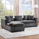 Modern L Shaped Sectional Sofa With Upholstery And Wooden Storage by HouseOfZazla
