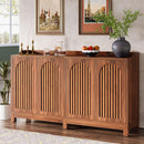Sideboard Buffet Cabinet With 4 Doors & Shelves, Credenza Table For Dining Room - Brown by HouseOfZazla