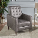 Macedonia - Mid Century Modern Button Tufted Fabric Recliner - Slate