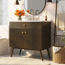 36" Luxury Striped Bathroom Vanity, Soft-Close Dual-Door Storage & Premium Ceramic Sink by HouseOfZazla