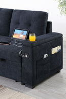 Ashlyn II - 84"W Woven Fabric Reversible Sleeper Sectional Sofa with Storage Chaise by HouseOfZazla