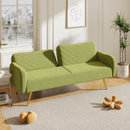 70.47" Green Fabric Double Sofa with Split Backrest and Two Throw Pillows,Suitable for living room, apartment, home office