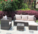 Rattan Patio Furniture Set Wicker Sofa Cushioned Sectional (4 Pieces, Brown) by HouseOfZazla