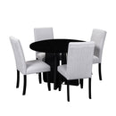5 Piece Round Dining Table Set, Modern Dining Table And 4 Upholstered Chairs For Dining Room by HouseOfZazla