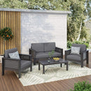 Acacia Wood Loveseat And Coffee Table Set With Cushions by HouseOfZazla