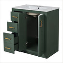 Ceramic Sink Combo, Freestanding Vanity Set With 3 Drawers & Soft Closing Doors by HouseOfZazla
