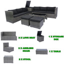 8 Piece Patio Sectional Wicker Rattan Outdoor Furniture Sof Set With One Storage Box Under Seat And Cushion Box - Gray / Black by HouseOfZazla