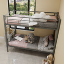 Metal Bunk Bed For Kids, Convertible Bedframe With Ladders & Guardrail by HouseOfZazla