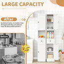 Tall Bathroom Storage Cabinet, 5-Tier Narrow With 2 Doors & Adjustable Shelves, Freestanding - White