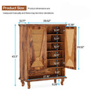 Shoe Cabinet With 5 Tier Freestanding Organizer, Ventilated Doors - Natural Wood by HouseOfZazla