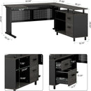 L-Shaped Executive Desk With File Cabinet, Office Workstation With Drawers, Shelves & Storage by HouseOfZazla