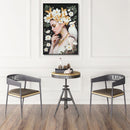 Beauty Lady Wall Art Gold and White Floral Canvas 24x36 Inch by HouseOfZazla