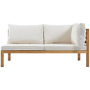 Wood Structure Outdoor Sofa Set with Beige Cushions
