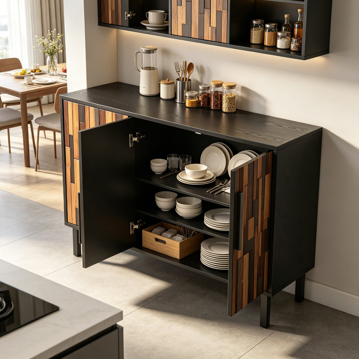 Farmhouse Rustic Sideboard With Straight Wood Pattern, photo 5 of 10