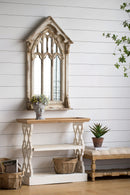 Distressed Wood Shelf Tray, French Country Console Table - Brown / Antique White by HouseOfZazla