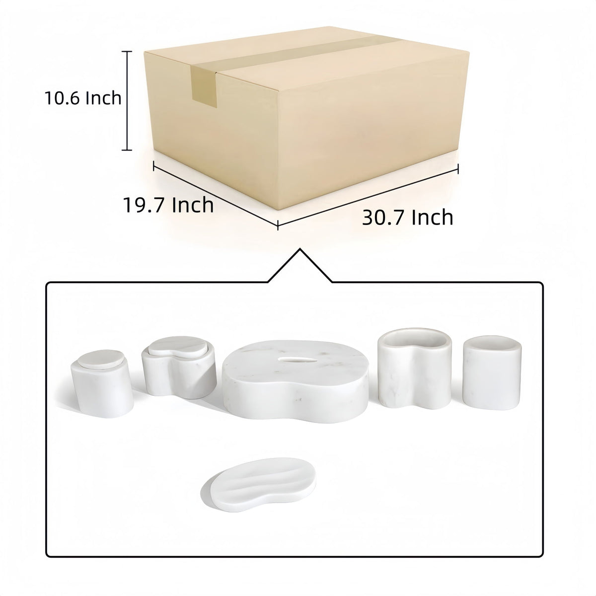 Elegant Natural Marble Bathroom Accessories Set, photo 12 of 16