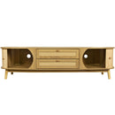 Rattan TV Stand For Tvs Up To 75'', Modern Farmhouse Media Console, Entertainment Center With Legs, TV Cabinet For Living Room, Home Theatre - Natural Wood by HouseOfZazla
