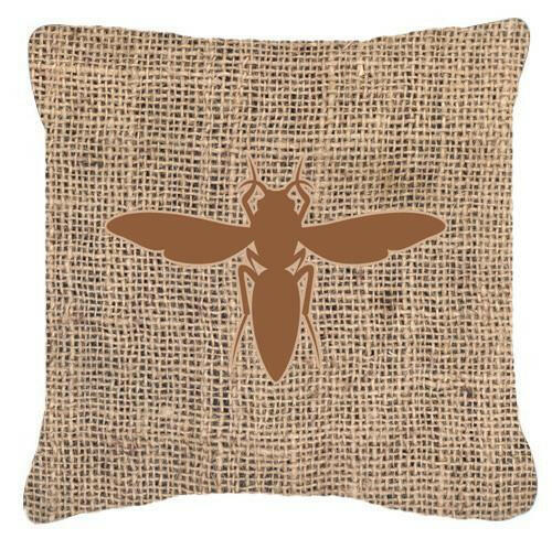 Yellow Jacket Burlap and Brown   Canvas Fabric Decorative Pillow BB1053