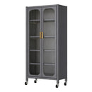 6 Tier Storage Cabinet With Transparent Door, Adjustable Shelves & Wheels by HouseOfZazla