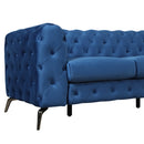 85.5" Velvet Upholstered Sofa with Sturdy Metal Legs, Modern Sofa Couch with Button Tufted Back, 3 Seater Sofa Couch for Living Room, Apartment, Home Office, Blue