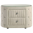 Santiago - Oval 2 Drawer Upholstered Nightstand - Ivory by HouseOfZazla