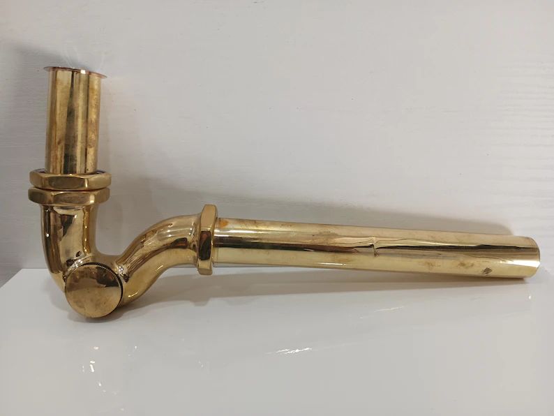 Unlacquered Brass Water Trap Pipe With Push Up Button