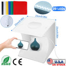 Mini Photo Studio Box Photography Shooting Light Tent Kit Foldable LED Light Box Kit W/ 6 Color Backdrops 20LED Beads