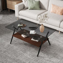 Rectangle Coffee Table With Tempered Glass Top And Shelf, Modern Table For Living Room by Unique Piece Furniture